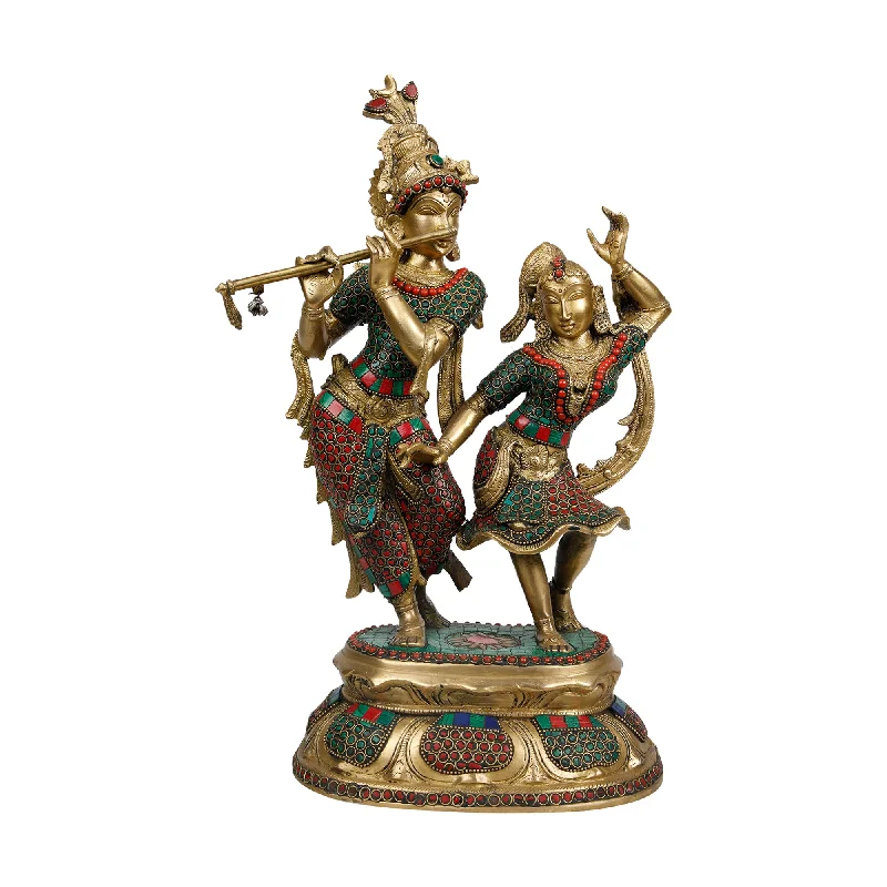 Holiday snow globe decor-Radha Krishna Dancing Idols