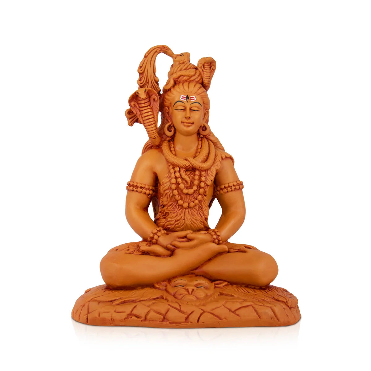 Minimalist wall mirror-Shivan Statue - 11 x 8.5 Inches | Resin Statue/ Wood Finish Shiva Statue for Pooja