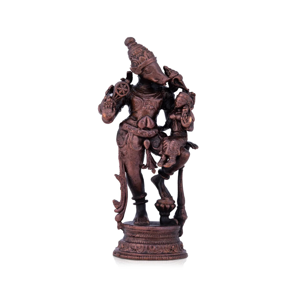 Minimalist LED table lamp-Varaha Lakshmi - 7.5 X 3.25 Inches | Copper Idol/ Standing Lakshmi Varahar Idol for Pooja/ 70 Gms Approx