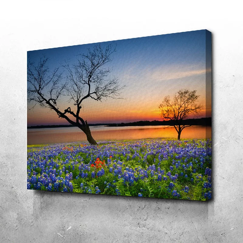 Modern LED floor lamp-Blooming Bluebonnet Wildflower Field