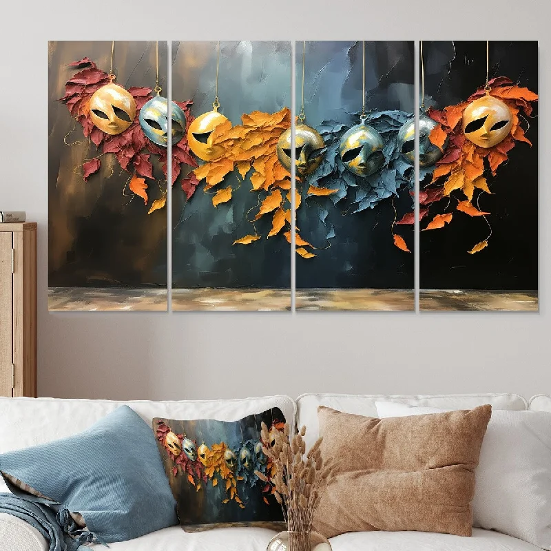 Ceramic table vase-Designart "China Yellow And Blue Opera Masks I" China Art Extra Large Canvas Set Of 4 - Oversized Global Wall Art