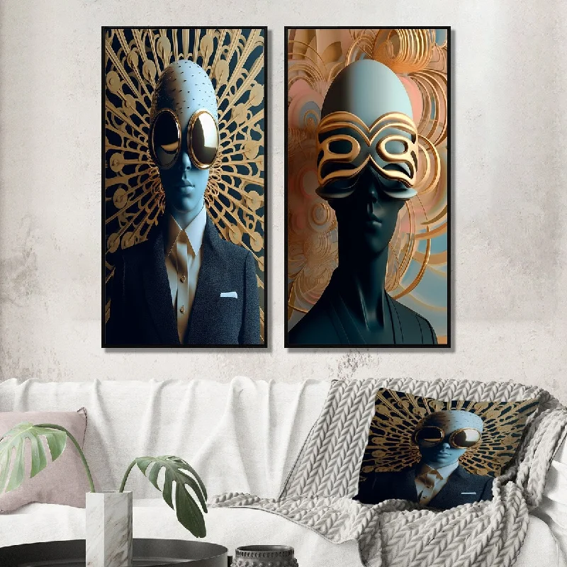 Sleek black plant stand-Designart "Sci-Fi Fashion Portrait Of Futuristic Woman III" Surrealism Wall Décor Gallery Wall Set For Home Decor