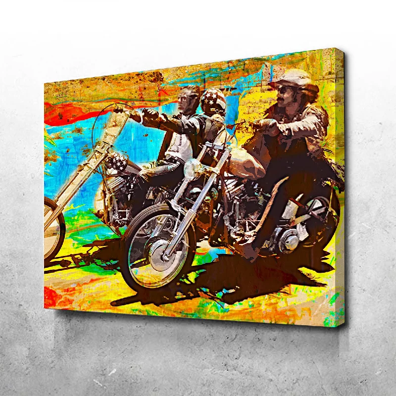 Vintage leather wall shelf-Easy Rider Canvas Set