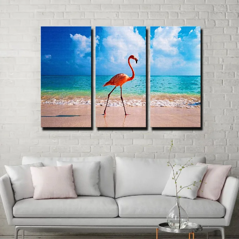 Porcelain figurine ornament-Flamingo On The Beach Canvas Set