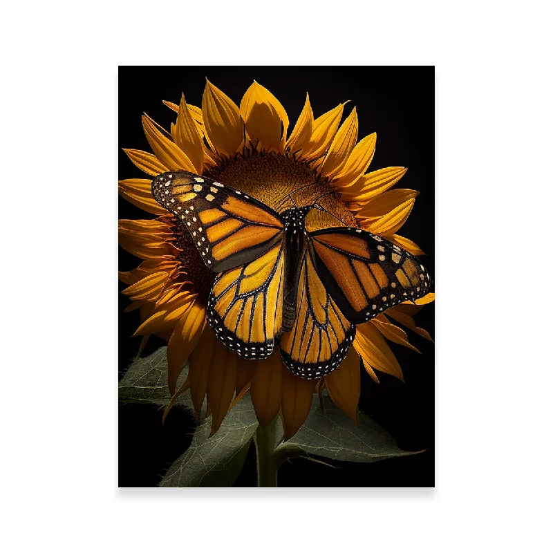 Hand-painted decorative tray-Monarch Butterfly and Sunflower