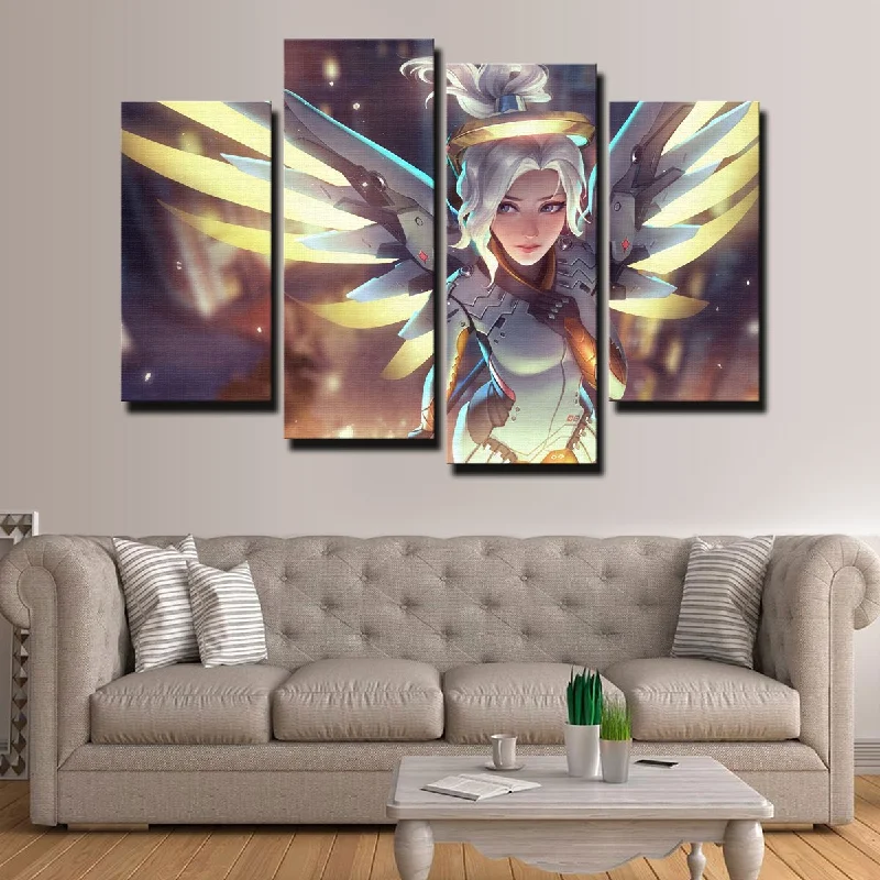 Wooden accent wall clock-Overwatch Mercy Canvas Set