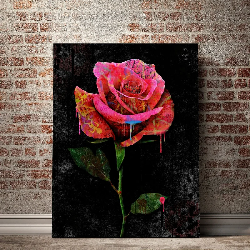 Iridescent glass vase-Paint Drip Rose