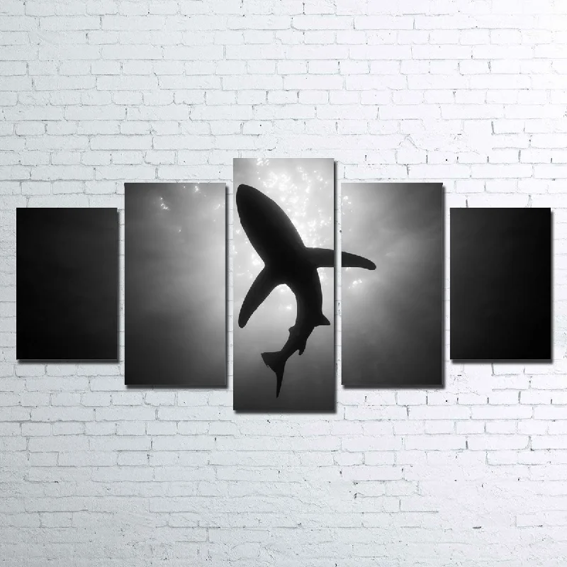 Sleek black plant stand-Shark Silhouette Canvas Set