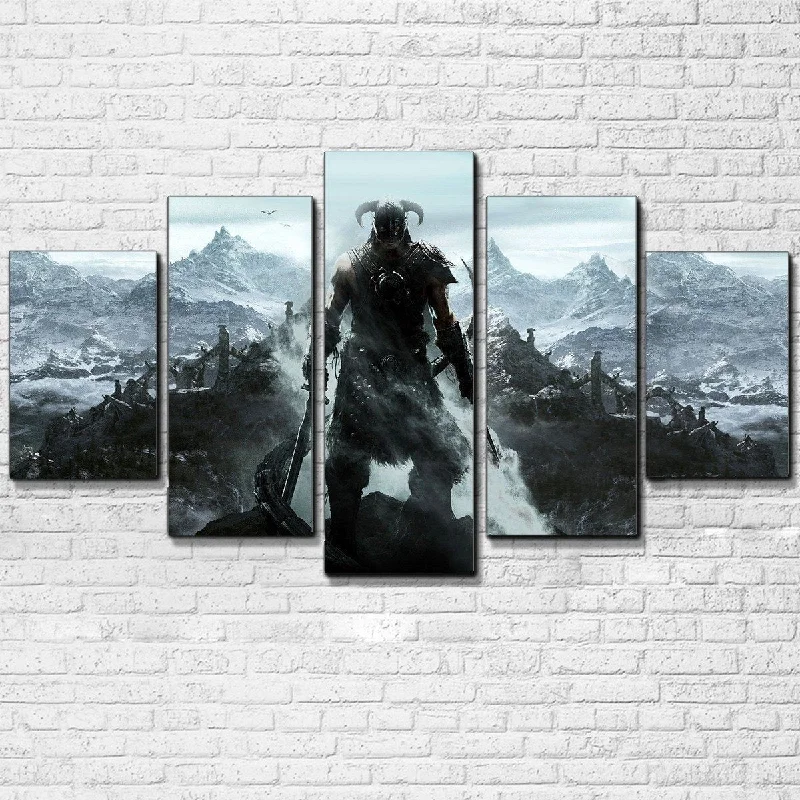 Soft cotton throw pillow-Skyrim 5 Piece Canvas V2