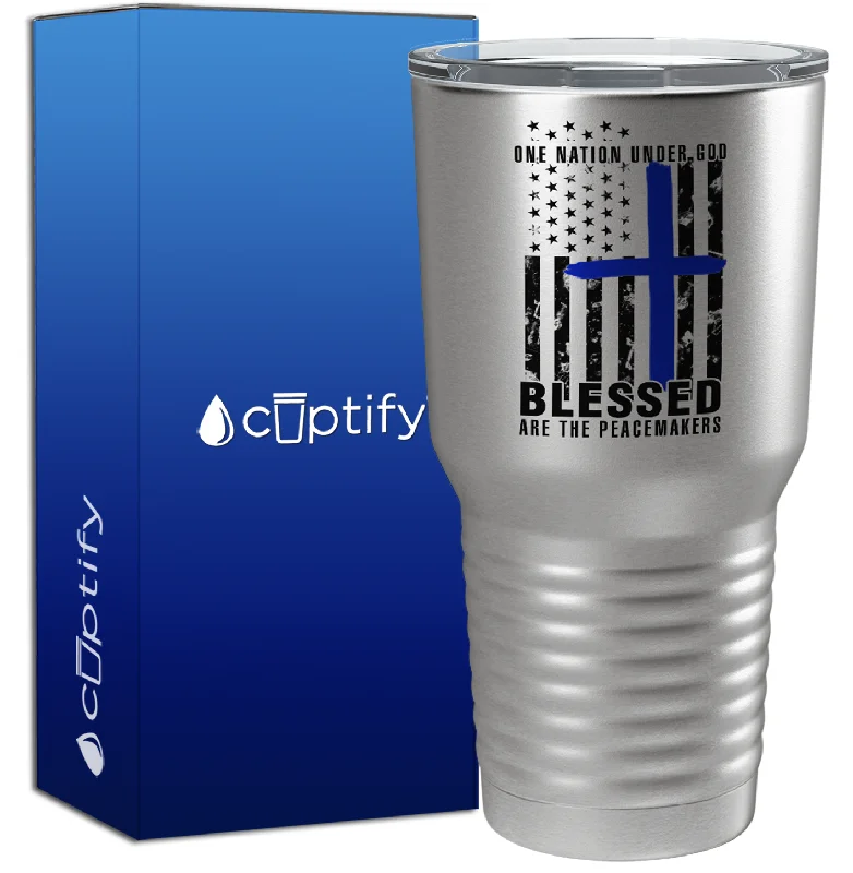 Floral patterned tea cup-Blessed on the Peacemakers on Stainless 30oz Police Tumbler