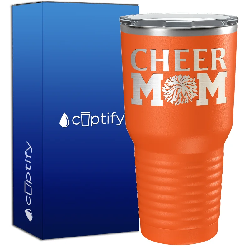 Glazed pottery water cup-Cheer Mom Pom Pom 30oz Cheer Tumbler