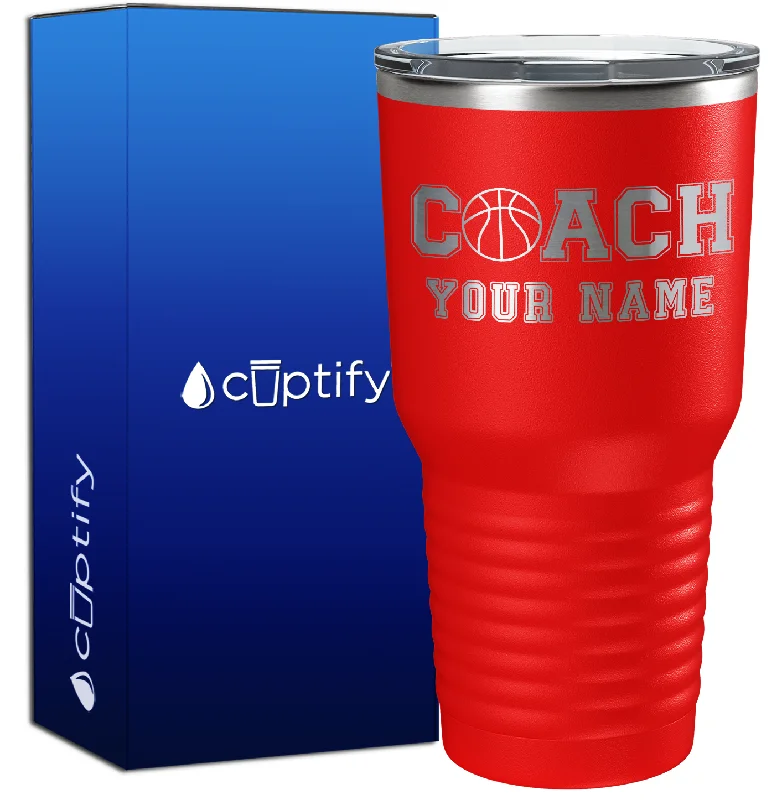 Artisan pottery tea cup-Personalized Coach Basketball 30oz Coach Tumbler