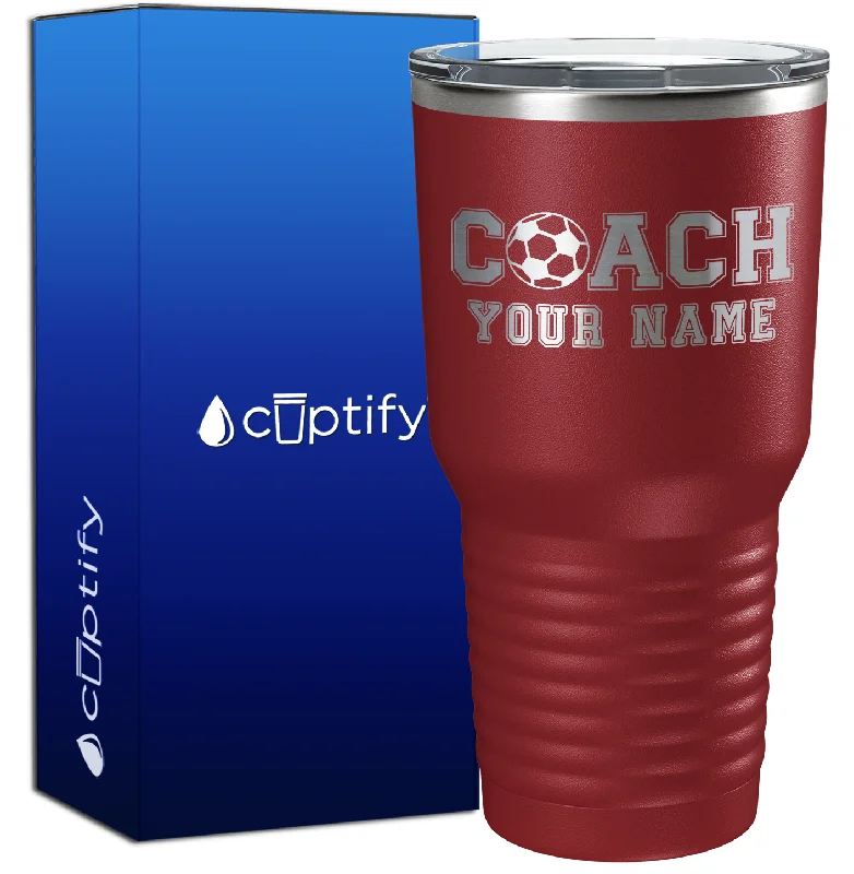 Spill-proof travel tumbler-Personalized Coach Soccer 30oz Coach Tumbler