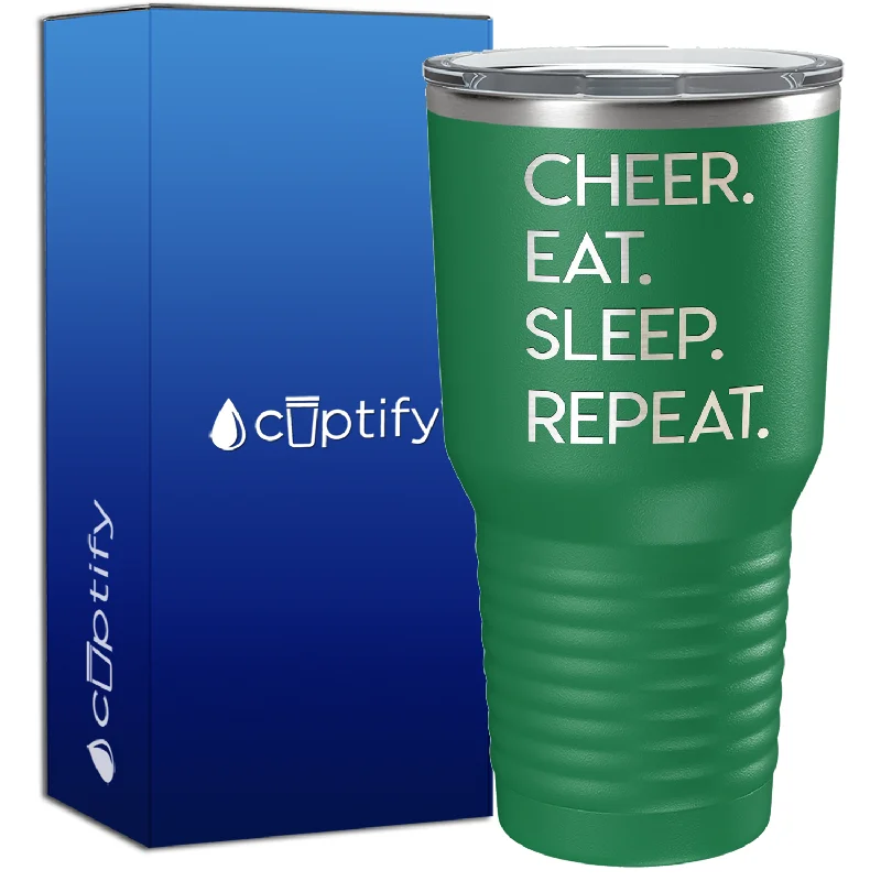 Floral patterned tea cup-Eat Sleep Cheer Repeat 30oz Cheer Tumbler