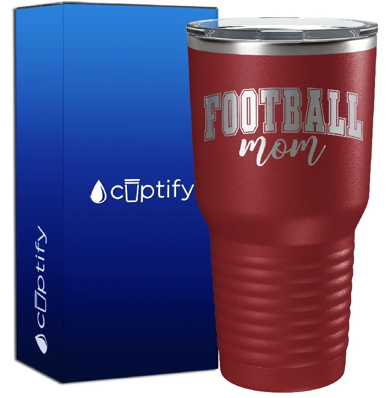 Frosted glass drinking cup-Football Mom Arched 30oz Football Tumbler