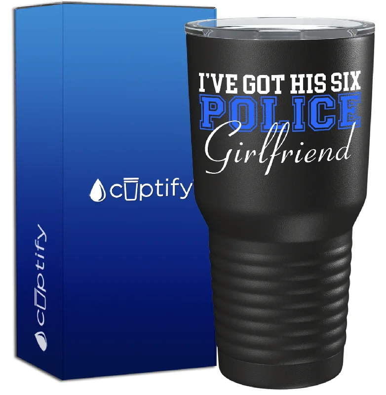 Dishwasher-safe coffee mug-I've Got His Six on Black 30oz Police Tumbler