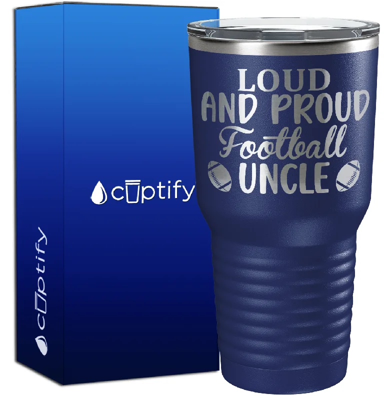 Double-walled glass tumbler-Loud and Proud Football Uncle 30oz Football Tumbler