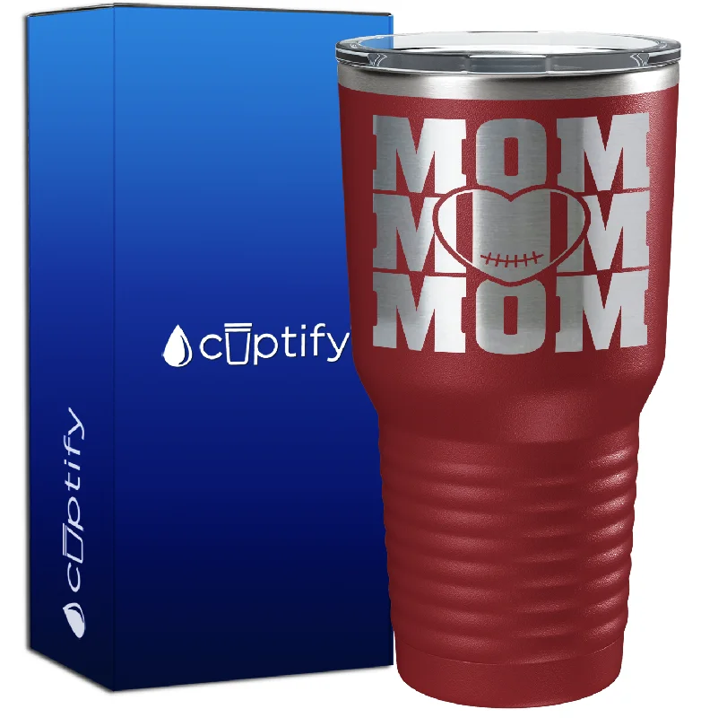 Sleek matte finish tumbler-Mom Mom Mom Football 30oz Football Tumbler