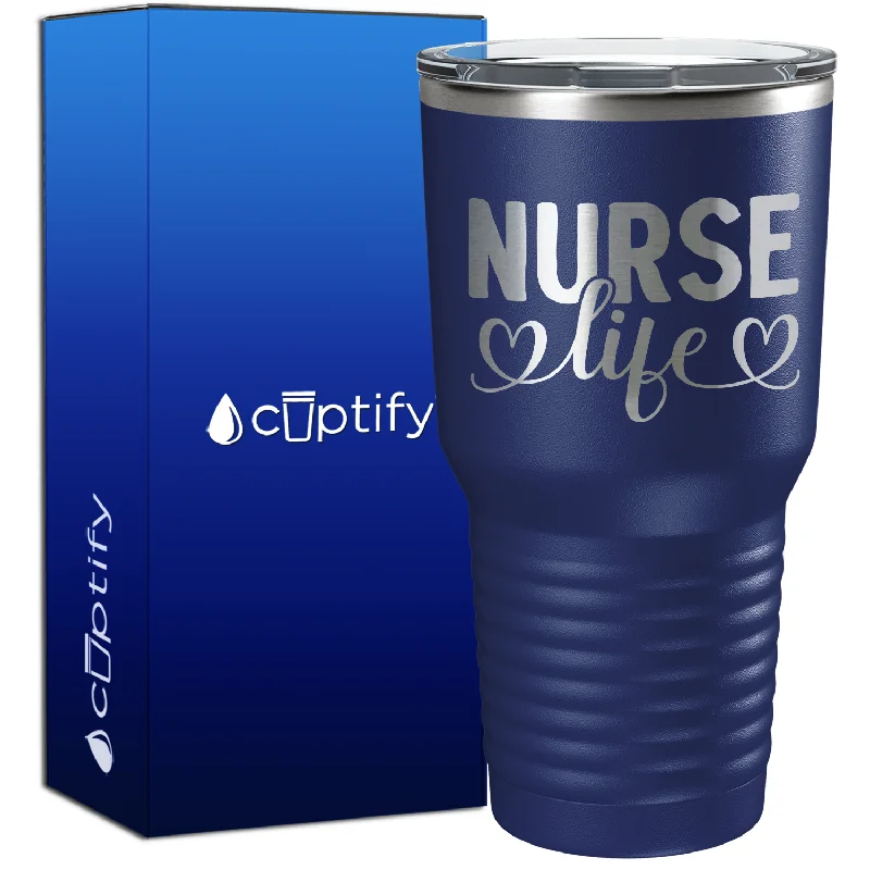 Iridescent glass drinking cup-Nurse Life Hearts 30oz Nurse Tumbler