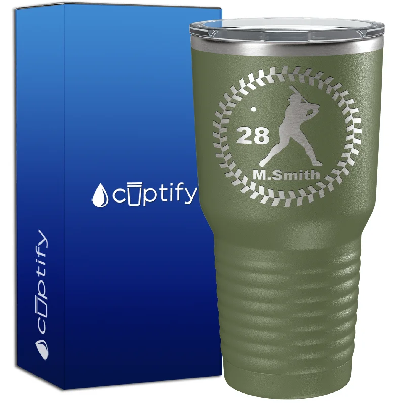 Travel thermos coffee cup-Personalized Baseball Player 30oz Baseball Tumbler