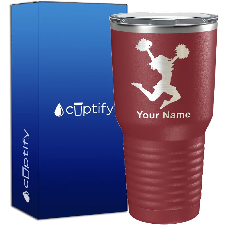 Small cappuccino coffee cup-Personalized Cheerleader Silhouette 30oz Cheer Tumbler