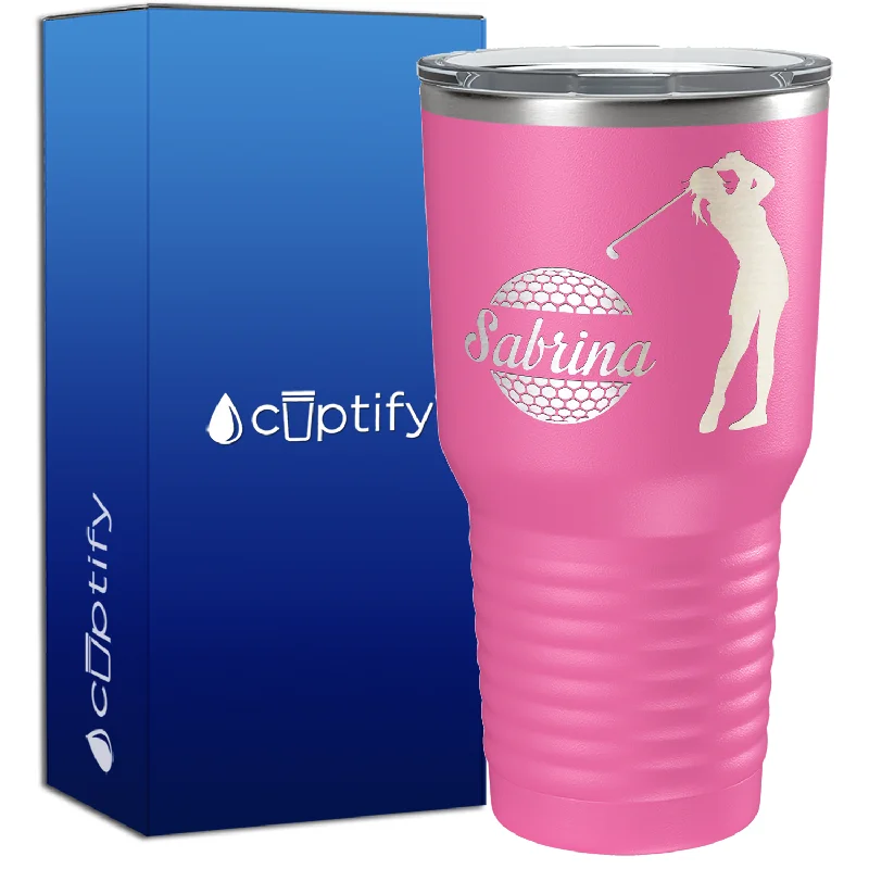 Stainless steel water cup-Personalized Female Golfer 30oz Golf Tumbler