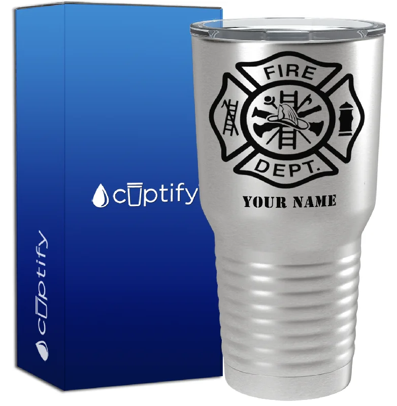 Durable melamine drinking cup-Personalized Fire Dept on Stainless 30oz Firefighter Tumbler