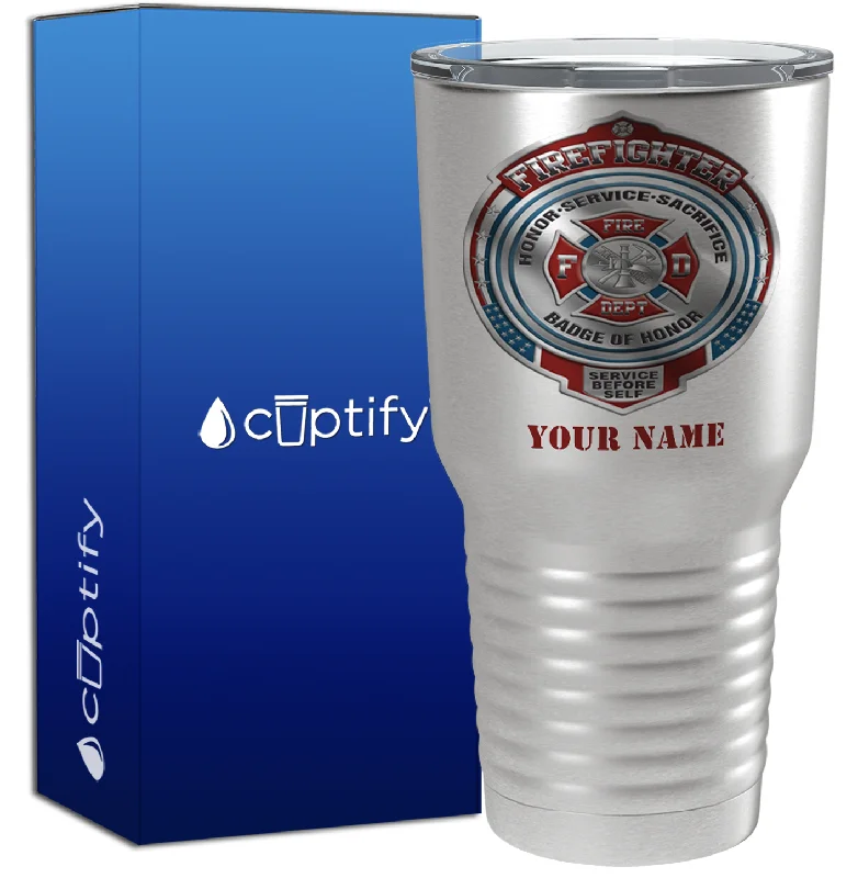 Floral patterned tea cup-Personalized Firefighter Badge of Honor on Stainless 30oz Firefighter Tumbler