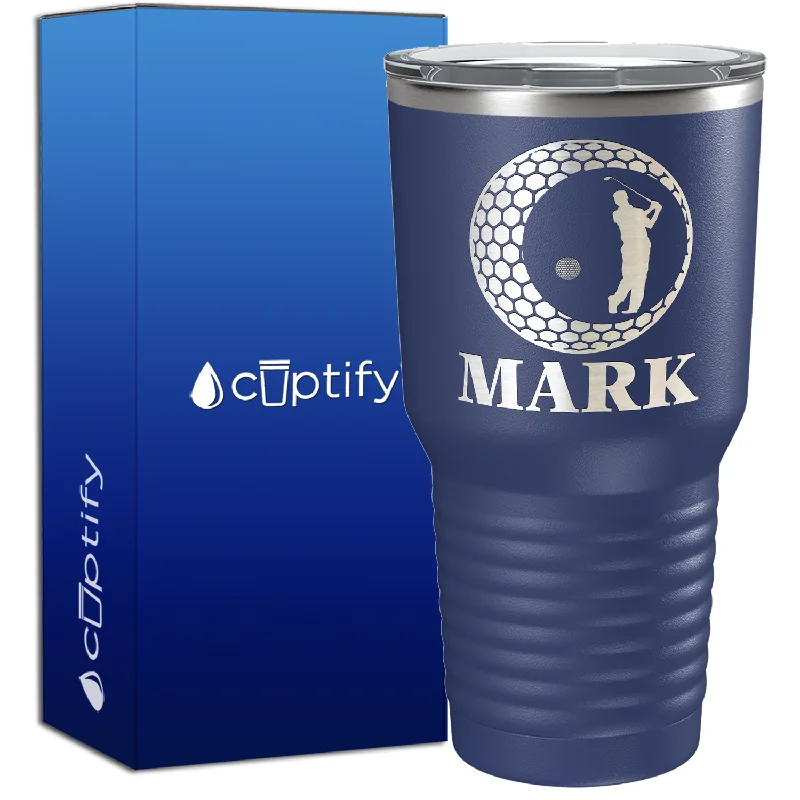 Classic white porcelain mug-Personalized Golfer in Ball 30oz Golf Tumbler