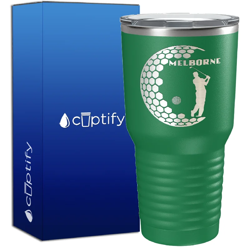 Sculpted handle tea cup-Personalized Golfer in Half Ball 30oz Golf Tumbler