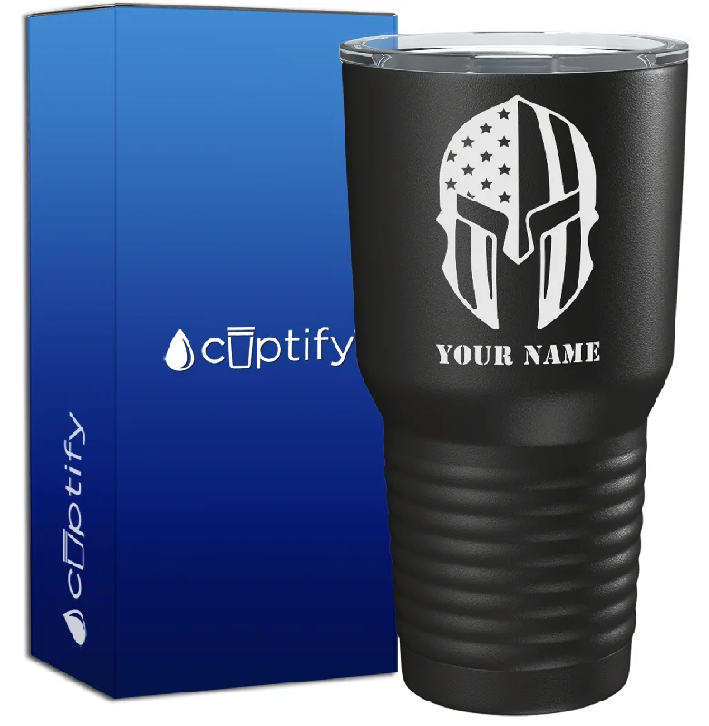 Sleek copper finish cup-Personalized Police Spartan Helmet on Black 30oz Police Tumbler