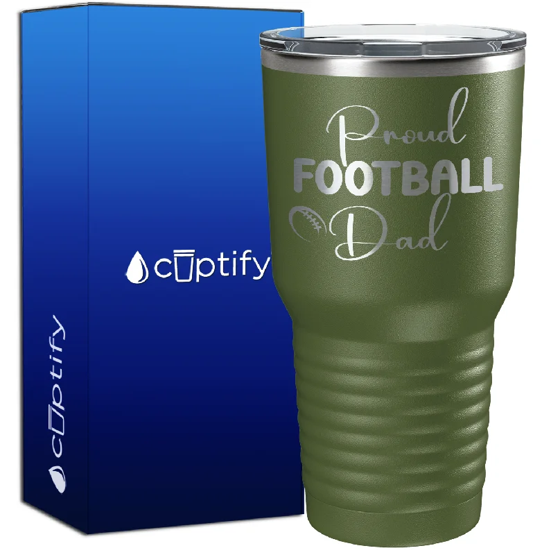 Iridescent glass drinking cup-Proud Football Dad 30oz Football Tumbler