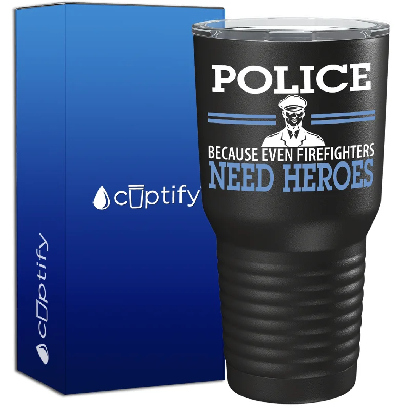 Matte finish ceramic tumbler-The Heroes We Need on Black 30oz Police Tumbler